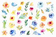 Bright Watercolor Spring Flowers, an Illustration by GraphicsDish (Thumbnail 2 of 4)