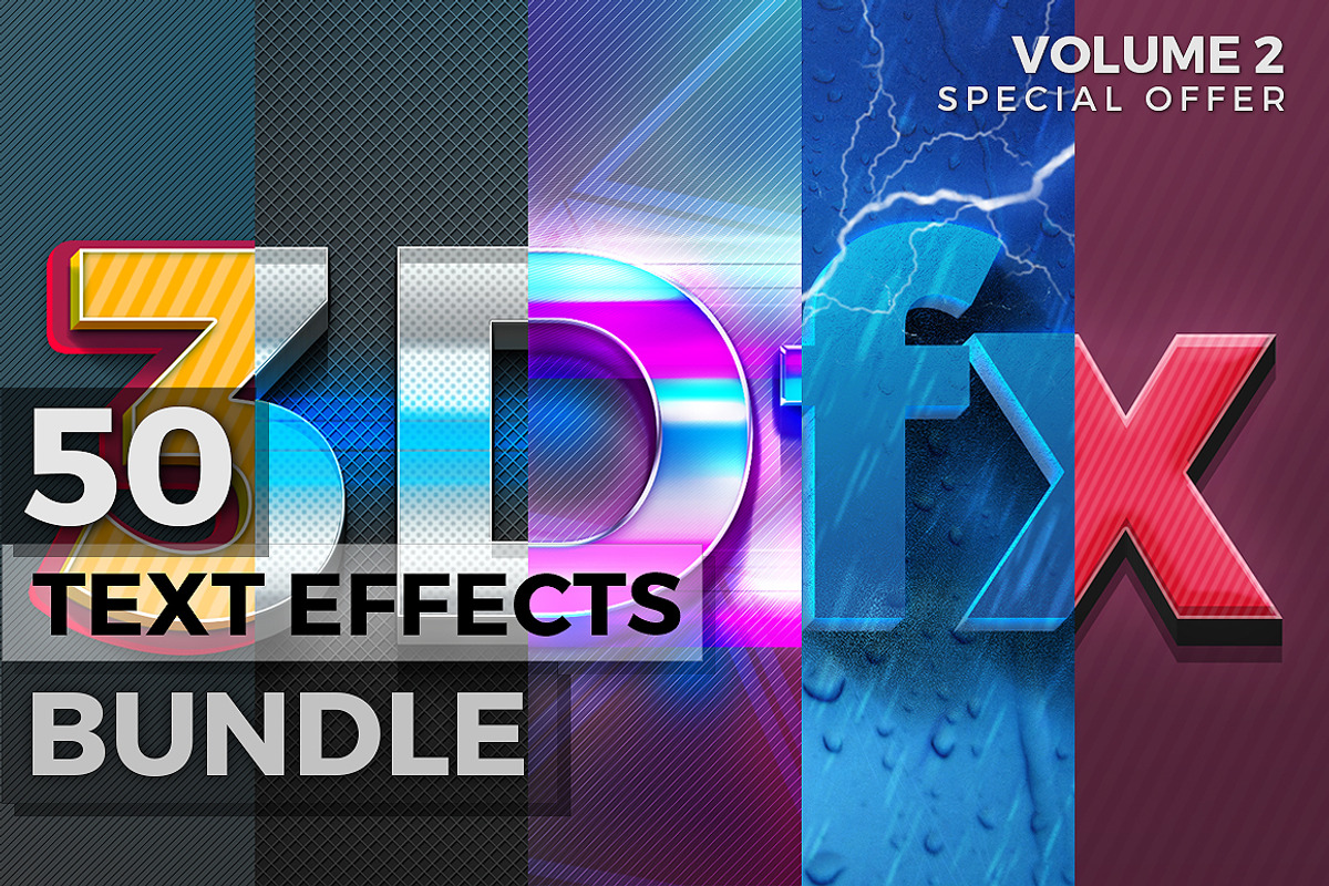 50 Text Effects Bundle, a Brushes & More by Graphicdome (Photo 1 of 5)