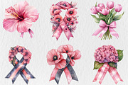 Pink Flowers Breast Cancer Awareness, a Seasonal Illustration by Rose Art (Thumbnail 2 of 3)