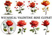 Whimsical Valentine Rose Clipart, an Illustration by OK Design (Thumbnail 2 of 6)