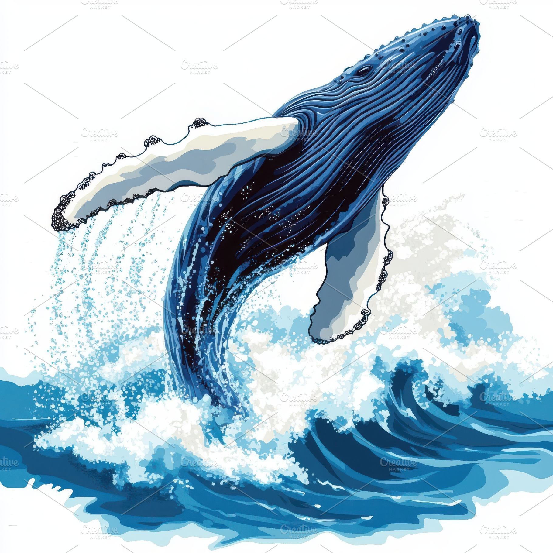 Humpback Whale Breaching Ocean Wave, an Animal Photo by Pixeness Studio