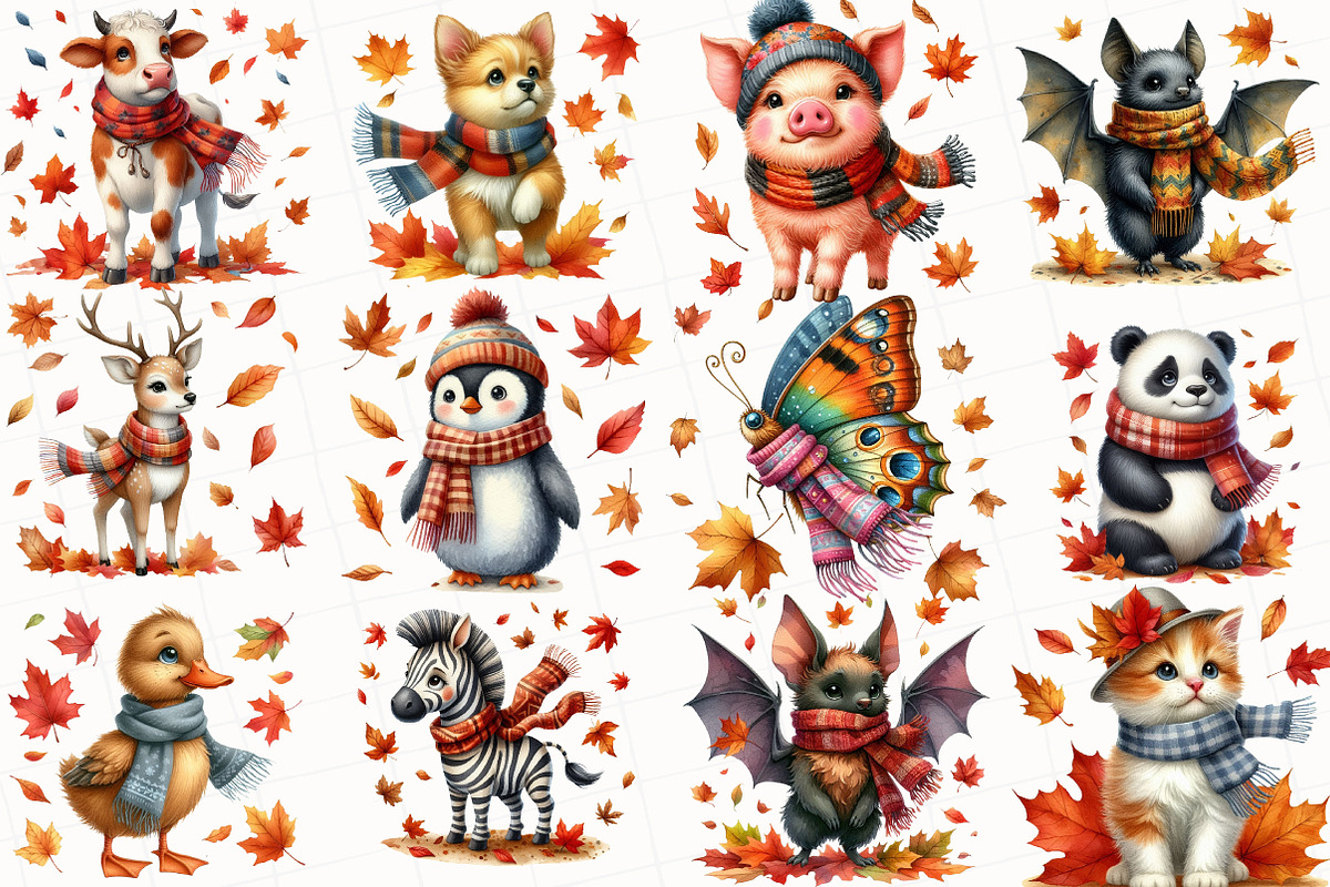 Watercolor Autumn Animal Clipart, an Illustration by OK Design (Photo 3 of 5)