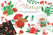Cozy watercolor clipart & patterns, a Seasonal Illustration by Yelloo Fish (Thumbnail 1 of 15)