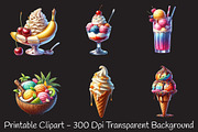 Ice Cream Watercolor Cliparts, an Illustration by RobertsArt (Thumbnail 4 of 8)