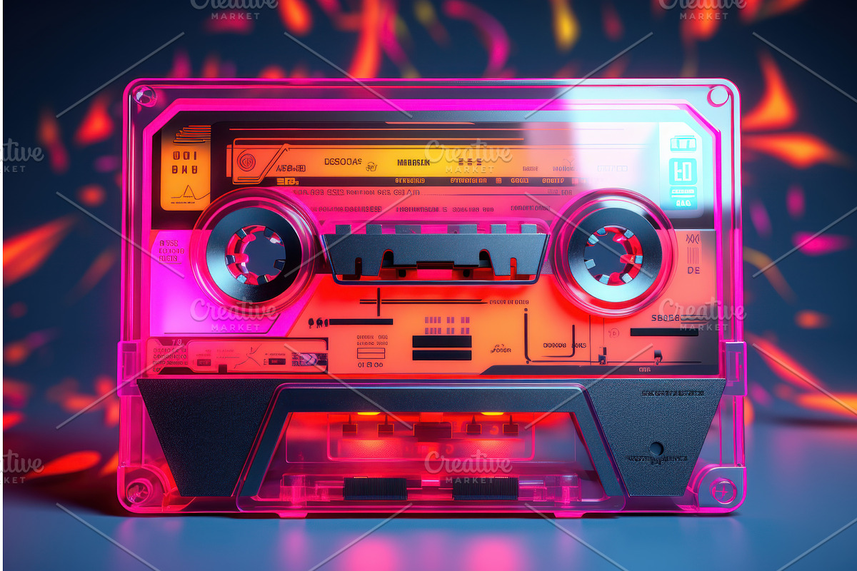 Nostalgic Cassette tape background, a Texture Illustration by Ylivdesign