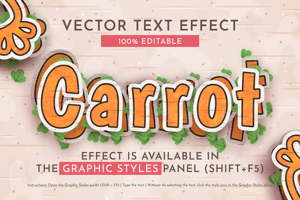 Sticker Carrot Editable Text Effect, a Layer Style Add-On by rwgusev (Photo 1 of 7)