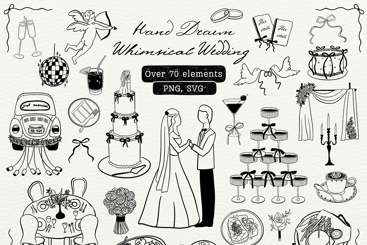 Whimsical Wedding Clipart Bundle, a Decorative Illustration by OZartRoom (Photo 1 of 10)