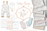 Silly Goose Watercolor Nursery Set, an Animal Illustration by tetiartline (Thumbnail 1 of 12)