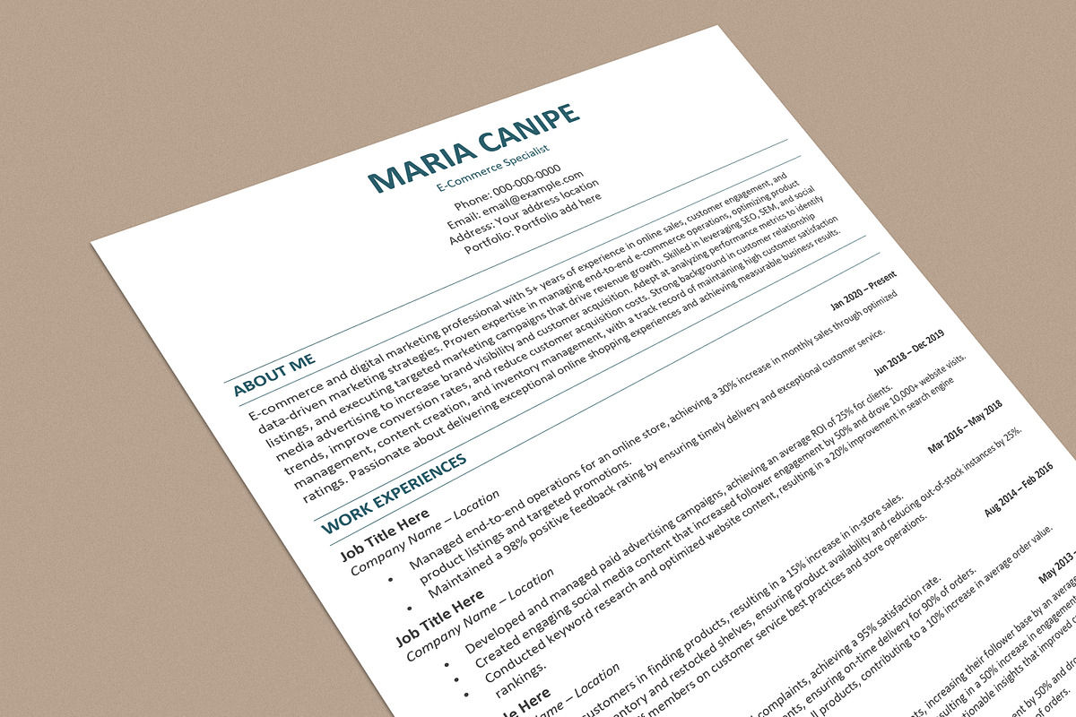 ATS Resume / CV, a Resume Template by Anjum Ilyas (Photo 4 of 8)