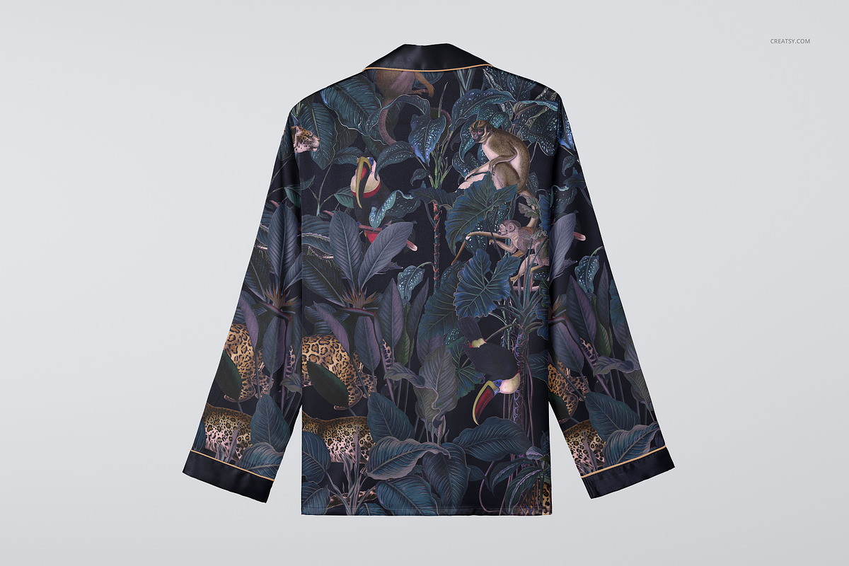 Silk Long-sleeve Pyjama Mockup Set, a Shirt Mockup by creatsy5 (Photo 9 of 12)