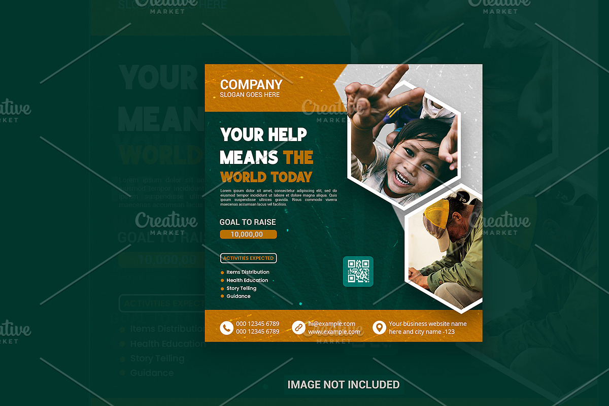 Charity social media post web banner, a Social Media Template by graphics city