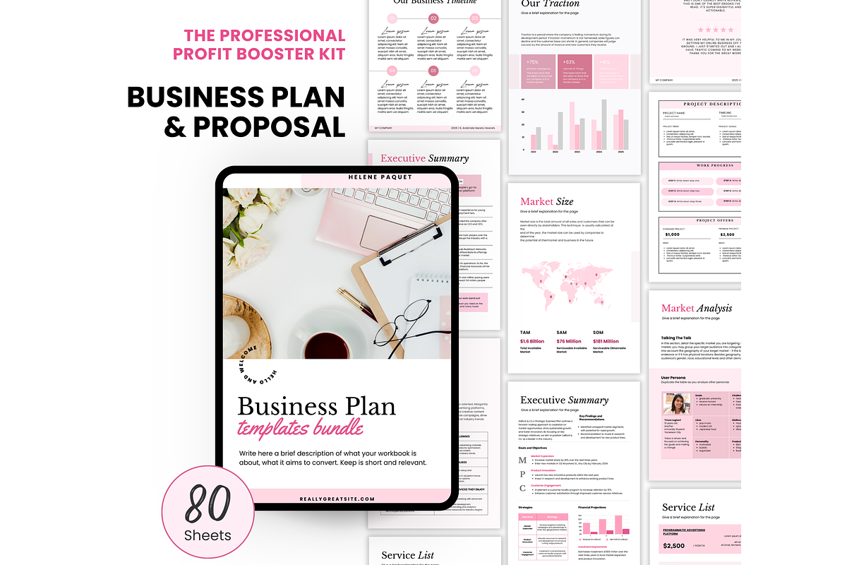 Business plan template canva, a Print Template by PlannersByBee (Photo 2 of 2)