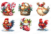 Christmas Chicken Watercolor Clipart, an Illustration by SinaCreation (Thumbnail 4 of 7)