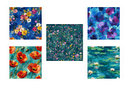 Flowers Digital Papers, a Texture Illustration by Designworld (Thumbnail 5 of 5)