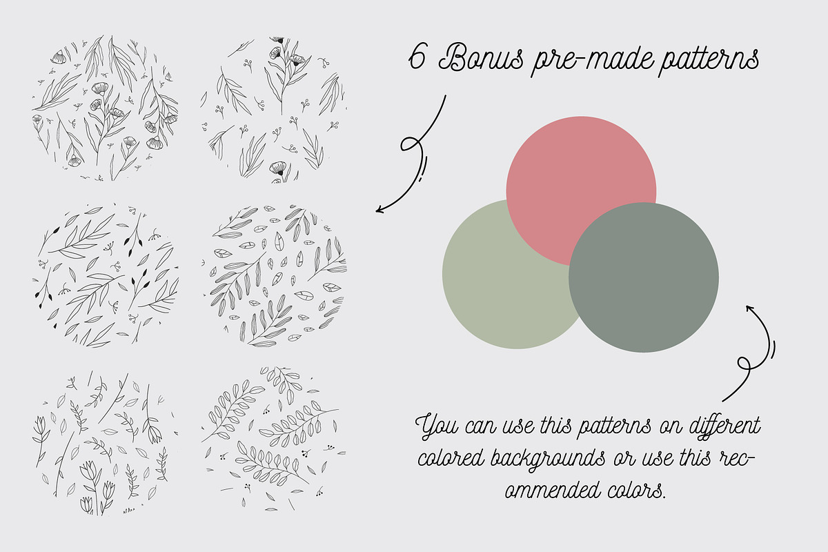110 Hand-drawn botanical elements, a Decorative Illustration by Wander Designs (Photo 5 of 8)