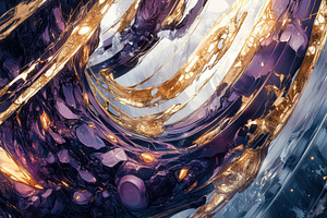 An abstract digital artwork featuring swirling patterns of gold and purple, wit, an Arts & Entertainment Photo by Textures & Backgrounds