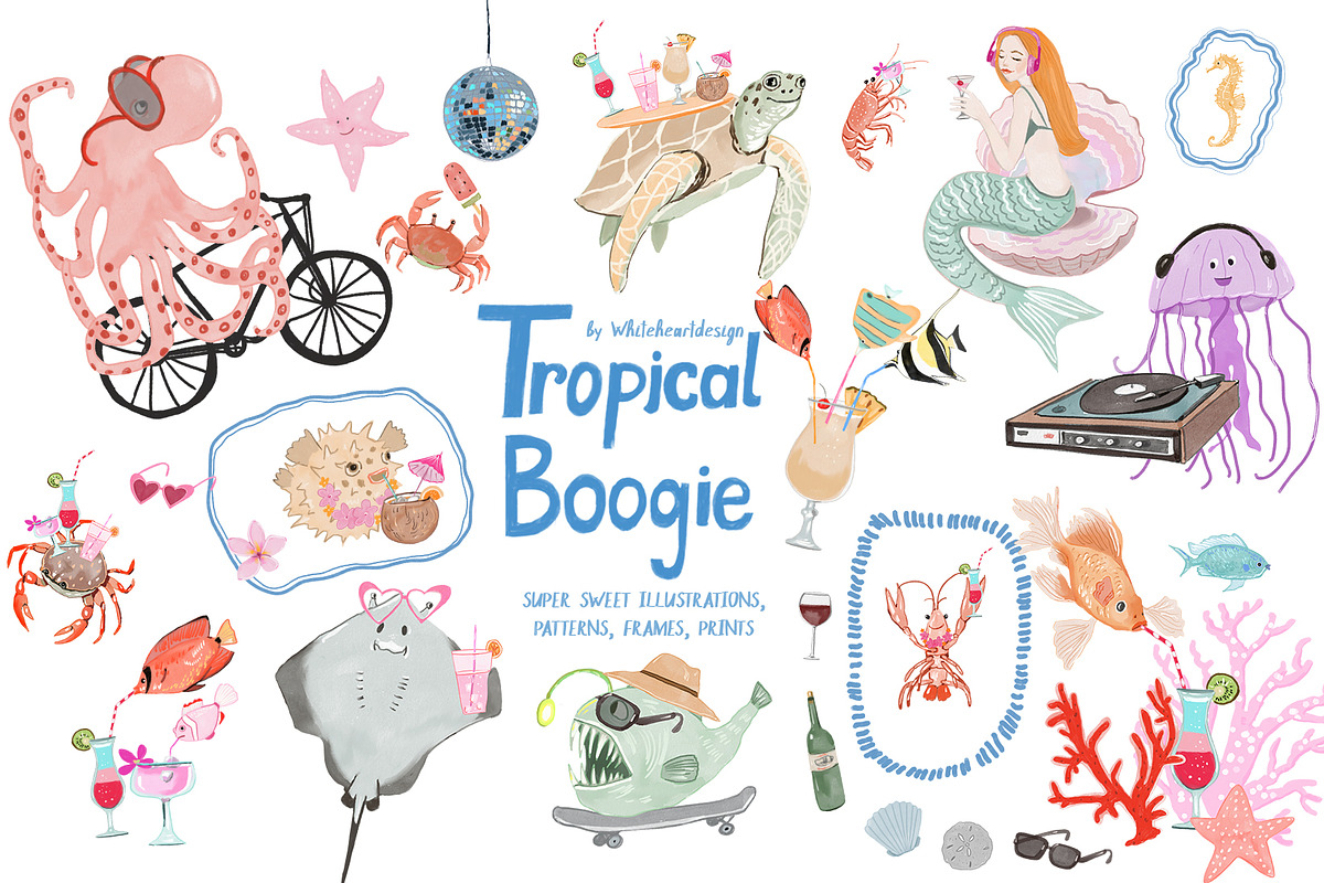 Sea Animals Kids Illustrations, a Decorative Illustration by whiteheartdesign (Photo 1 of 21)