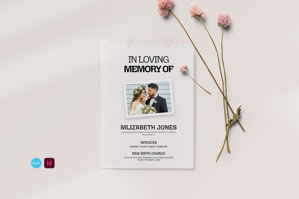 Foliage Funeral Program Template, an Invitation Template by Creatiya Type (Photo 1 of 6)
