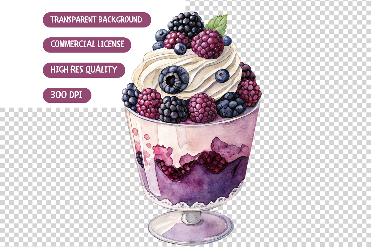 Watercolor Blackberry Clipart Bundle, an Object Illustration by TatiMockup (Photo 3 of 3)