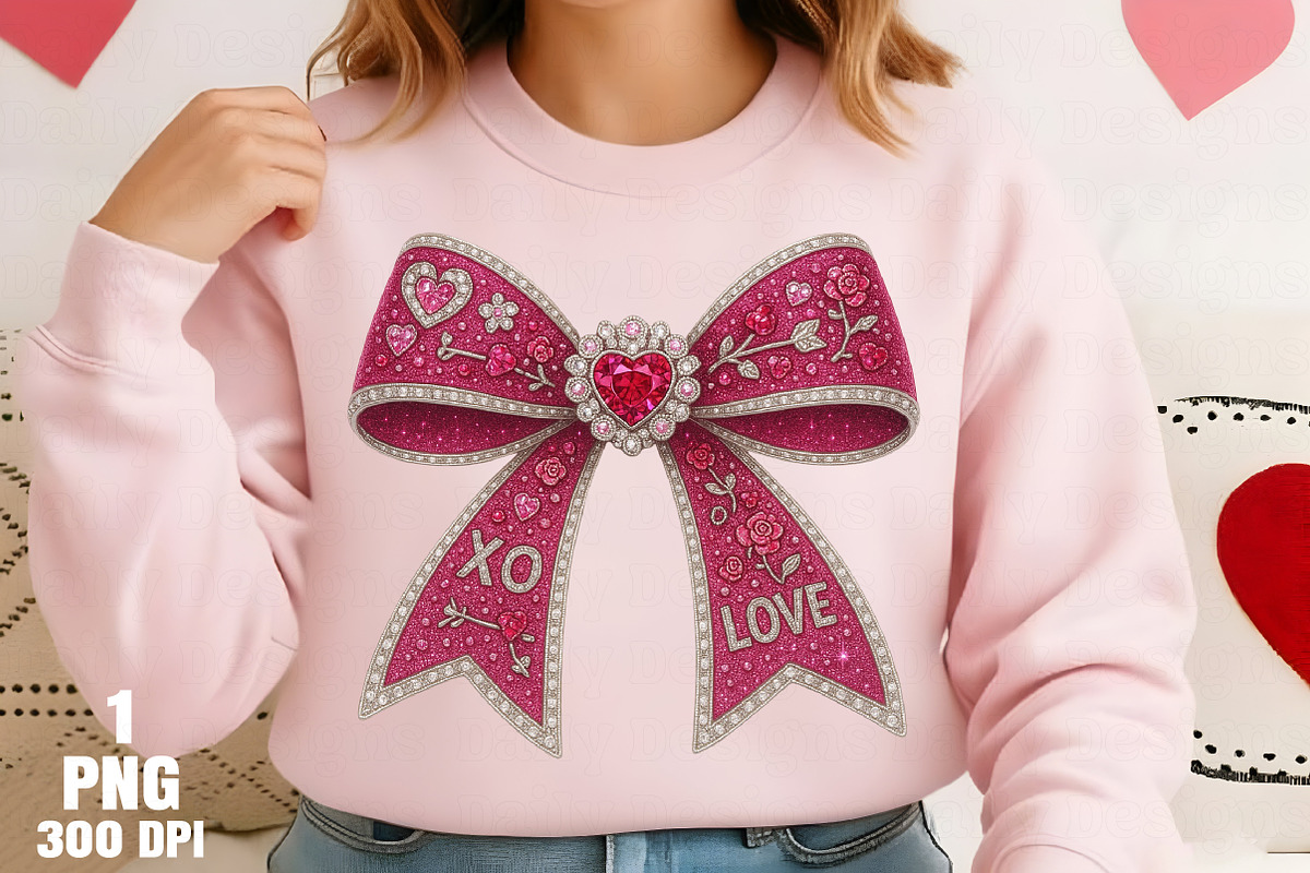 Rhinestone Valentines Bow Png, an Illustration by Daily.Designs (Photo 3 of 5)