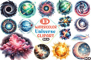 Watercolor Universe Clipart, an Illustration by DreamCafeArt (Thumbnail 1 of 7)
