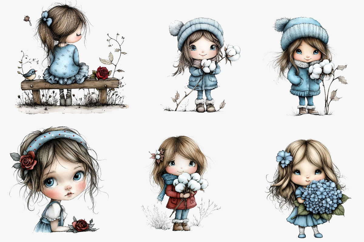 Flowers and Girls Clipart, an Illustration by CreationArt (Photo 4 of 6)
