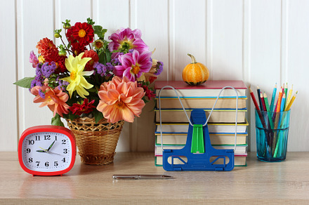 still life with flowers and books, a School & Education Photo by BalaguR