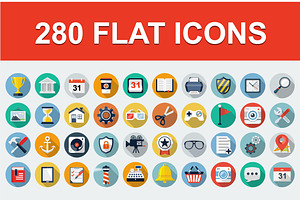 280 Flat Web icons.