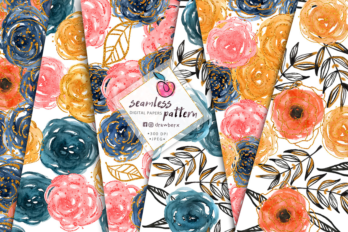 boho flowers, 8 Seamless Pattern 020, a Pattern Graphic by Drawberx (Photo 10 of 10)