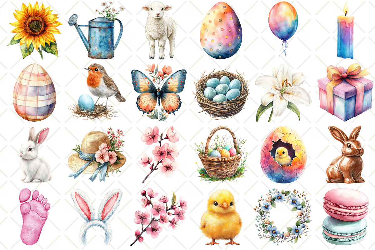 Watercolor Easter Clipart, an Illustration by Black Bird Studio (Photo 2 of 5)