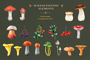 Fall Mushrooms Watercolor Clipart, a Seasonal Illustration by AnitaPol (Thumbnail 5 of 20)