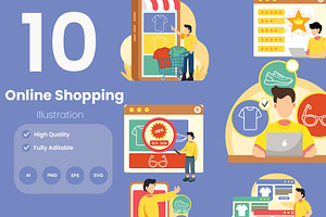 Online Shopping Illustration Pack, an Illustration by baii09