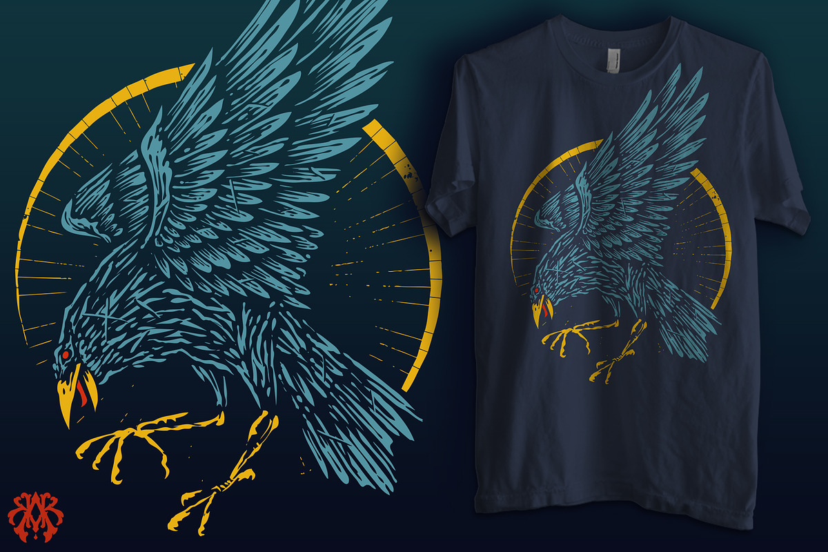 The Raven Attack T-Shirt Design, an Animal Illustration by Krizvector ...