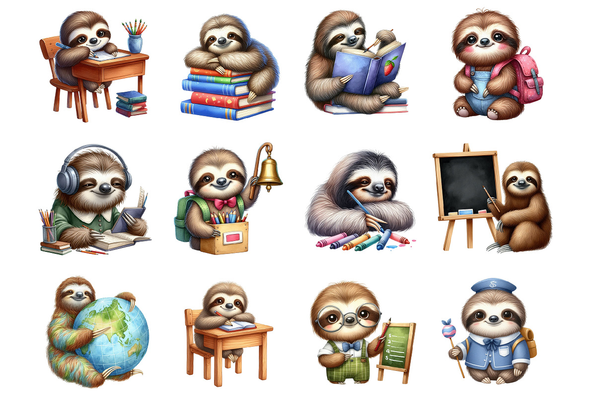 School Sloth, an Illustration by Design Market (Photo 3 of 4)