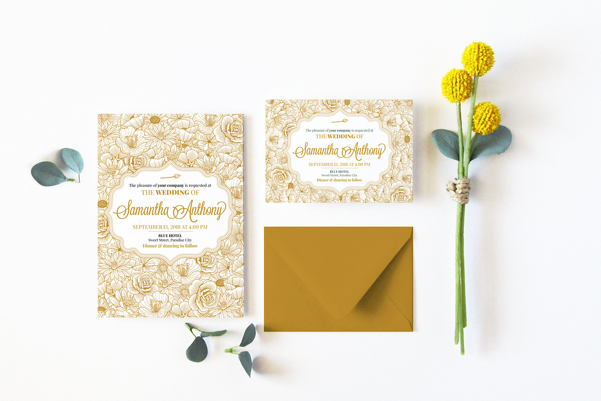Wedding Invitation Stationery Suite, an Invitation Template by Pingebat (Photo 4 of 10)
