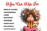 Whimsical Girl & Dog Love Clipart, a Person Illustration by fashionaddict (Thumbnail 6 of 7)