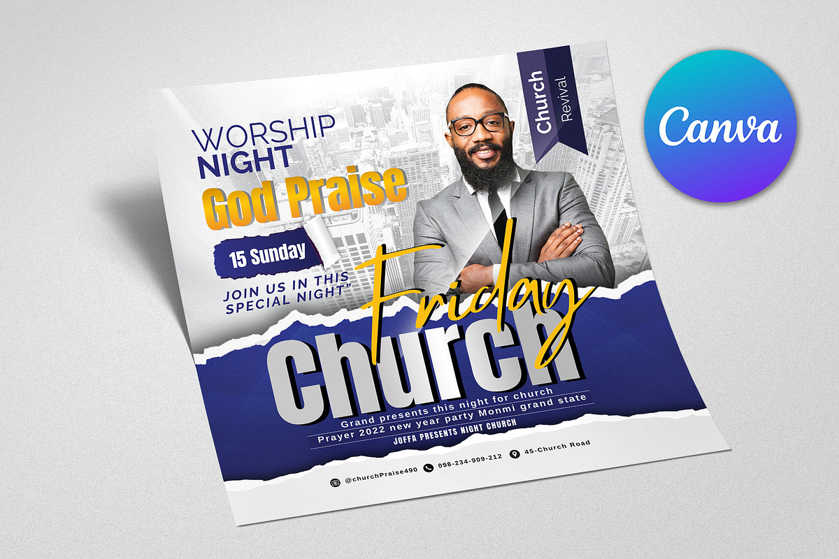 Church Friday, Canva Flyer, a Social Media Template by Psd Templates (Photo 2 of 2)