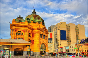 Flinders street railway station an iconic building of melbourne australia, an Architecture Photo by Leonid Andronov