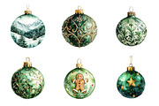 Green Christmas Balls Clipart Bundle, an Illustration by SinaCreation (Thumbnail 5 of 7)