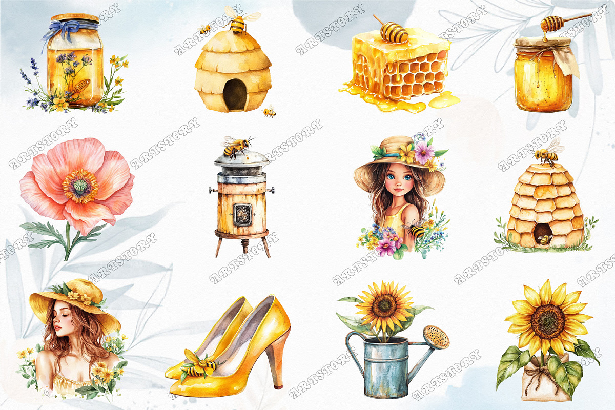Summer Honey Garden Clipart, an Illustration by designcity5 (Photo 2 of 5)