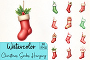 Christmas Socks Hanging Clipart, an Illustration by CrexoraLab (Thumbnail 1 of 5)