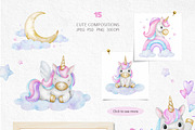 Unicorn Watercolor illustrations, an Illustration by Fedulova Art (Thumbnail 3 of 12)