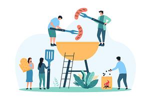 BBQ food cooking fire organic, a Food Illustration by Flashvector