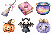Watercolor Dreamy Cute Halloween PNG, an Illustration by Craft Nest (Thumbnail 3 of 6)