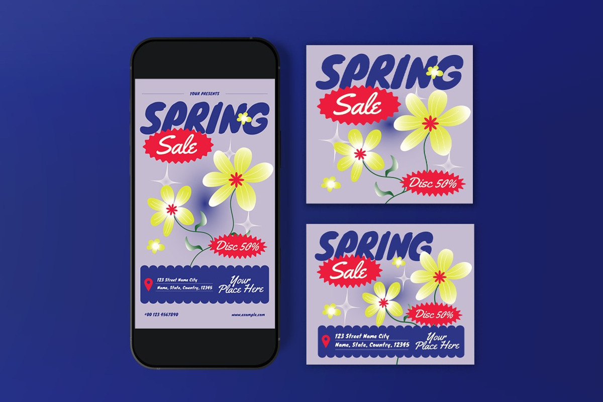 Purple Bold Spring Sale Flyer Set, a Flyer Template by graphicook (Photo 3 of 3)
