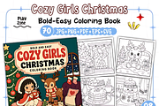 Easy Cozy Girls Christmas Coloring, a Seasonal Illustration by Design Station (Thumbnail 1 of 3)