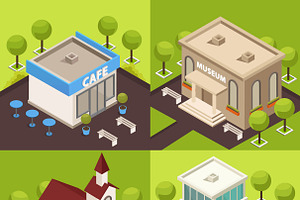 Urban Architecture Isometric Set