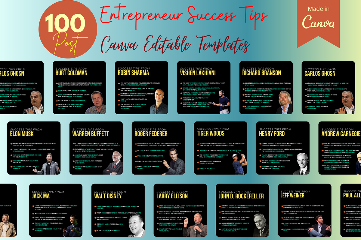Quotes &  Lessons from Entrepreneurs, a Social Media Template by Viral Content Design (Photo 3 of 10)