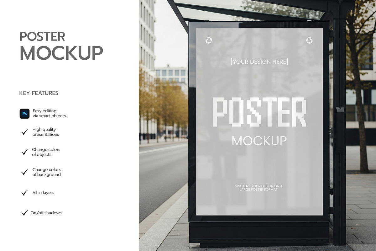 Bus Stop Advertising Poster Mockup, an Advertising Mockup by graphypix (Photo 2 of 4)