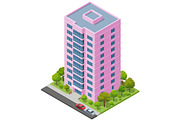 sometric Pink High Rise Apartment, an Object Illustration by Golden Sikorka (Thumbnail 1 of 3)